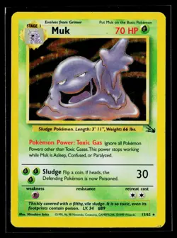 Pokemon TCG Muk 13/62 Fossil Holo MP/HP Unlimited - Image 1