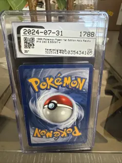 Pokemon TCG Raichu 1st Edition Holo 14/62 Fossil Set CGC 6.5 sticker on back - Image 2