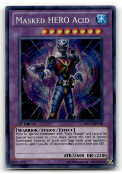 Masked HERO Acid PRC1-EN018 Secret Rare 2012 Premium Collection Tin LP - Image 1