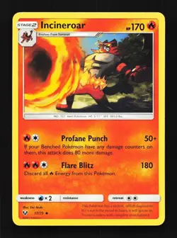 Incineroar 17/73 LP Shining Legends English Pokemon Card TCG - Image 1