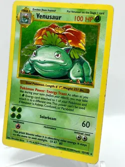 Venusaur 15/102 Base Set Shadowless Holo Rare Vintage 1999 WotC Pokemon Card - Image 3