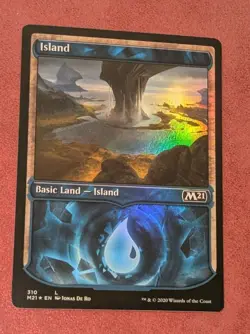MTG M21 Core Set *SHOWCASE FOIL* ISLAND #310 NM - Image 1