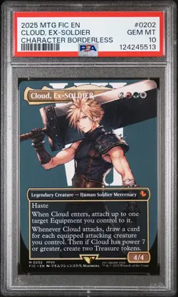 2025 MTG FINAL FANTASY COMMANDER CHARACTER BORDERLESS CLOUD, EX-SOLDIER PSA 10 - Image 1