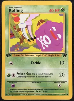 Koffing 58/82 1st Edition - LP - Team Rocket - Pokemon TCG - 1999 - Image 1