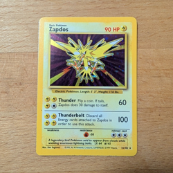 Pokemon TCG Zapdos Base Set Holo Rare Unlimited 16/102 Basic 90 HP English 1999 - Image 1
