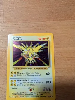 Pokemon TCG Zapdos Base Set Holo Rare Unlimited 16/102 Basic 90 HP English 1999 - Image 5