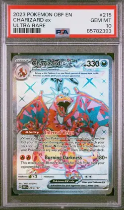 2023 Pokemon Obsidian Flames Charizard EX #215 PSA 10 - Image 1