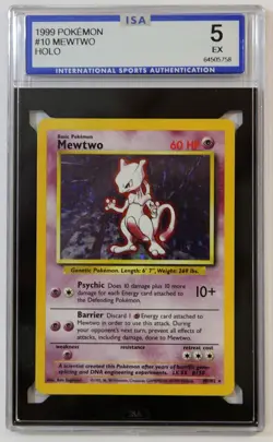 1999 Pokemon #10 Mewtwo HOLO ISA Graded 5 - Image 1