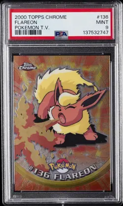 2000 TOPPS CHROME POKEMON T.V. #136 FLAREON PSA 9 - Image 1