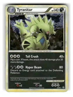 Tyranitar 26/95 Rare HGSS Unleashed Pokemon Moderately Played - Image 1