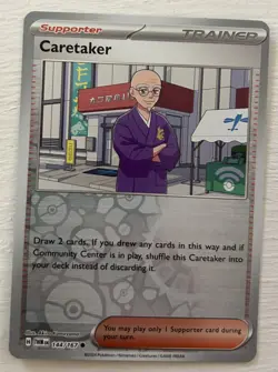 Pokemon TCG Twilight Masquerade CARETAKER 144/167 REVERSE HOLO - Image 1