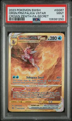 POKEMON SWORD & SHIELD CROWN ZENITH FULL ART/ORIGIN FORME PALKIA VSTAR PSA 9 - Image 1