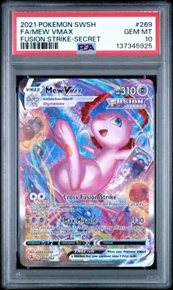 POKEMON MEW VMAX 2021 SWORD & SHIELD FUSION STRIKE SECRET #269 FA PSA 10 - Image 1