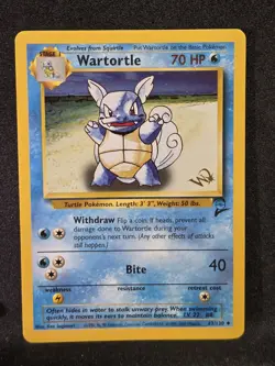 Vintage Pokemon TCG - Base Set 2 - Wartortle [W Stamped] 063/130 Regular: NM- - Image 1