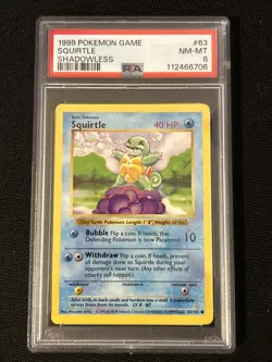 3 Pokemon Graded Caeds Including Squirtle 63/102 (Shadowless) *PSA 8* - Image 3