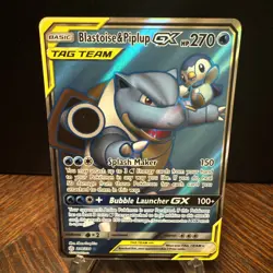 2019 Pokemon Blastoise and Piplup GX Full Art Cosmic Eclipse 214/236 Mint - Image 1