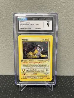 Raikou Neo Revelation 1st Edition Holo Rare 13/64 (2001) CGC 9 Mint with SWIRL - Image 1