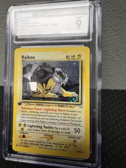 Raikou Neo Revelation 1st Edition Holo Rare 13/64 (2001) CGC 9 Mint with SWIRL - Image 2