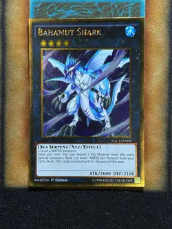 Yugioh Bahamut Shark PGL3-EN069 PGL3-EN069 Gold Rare 1st Ed LP - Image 1