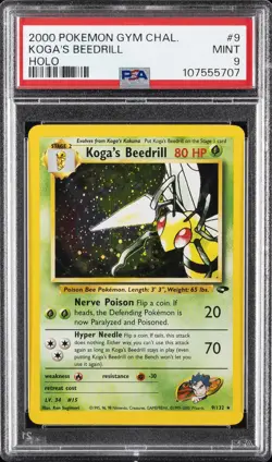 2000 POKEMON GYM CHALLENGE HOLO #9 KOGA'S BEEDRILL PSA 9 - Image 1