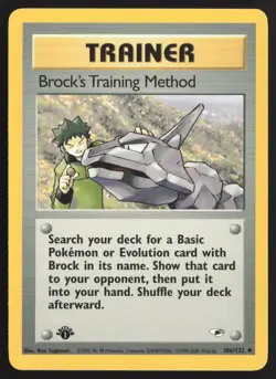 Brock's Training Method 106/132 | 1st Edition Gym Heroes | Pokemon NM - Image 1