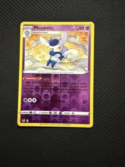 Meowstic 082/195 Uncommon Silver Tempest Pokemon Reverse Holo Near Mint - Image 1