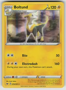 BOLTUND 076/202 HOLO RARE SWORD & SHIELD POKEMON HOLO NEAR MINT - Image 1