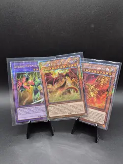 Yu-Gi-Oh Lot Flame Wingman QCSR, Winged Dragon of Ra PSR, Slifer PSR LP+/NM - Image 1