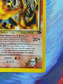Blaines Charizard HP Damaged Holo Gym Challenge G2 Pokemon TCG Card 1998 - Image 5