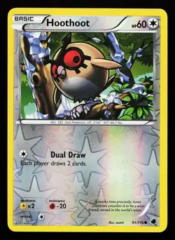 Hoothoot 91/116 Reverse Holo Common Plasma Freeze Pokemon Card - Image 1