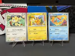 Pokemon TCG 3 Card Lot Meowth Pikachu Squirtle 052/165 062/193 007/165 #08 - Image 1