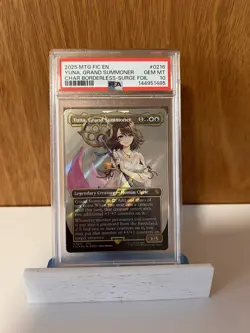 2025 MTG FF COMMANDER CHARACTER BORDERLESS-SURGE FOIL YUNA GRAND SUMMONER PSA 10 - Image 1