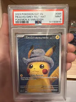 2023 POKEMON SVP POKEMON X VAN GOGH PROMO #085 PIKACHU WITH GREY FELT HAT PSA 9 - Image 1