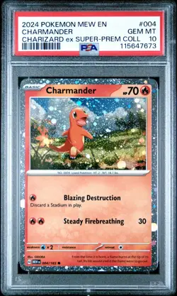 2024 Pokemon Mew EN #004 Charmander Charizard ex Super-Premium Collection PSA 10 - Image 1