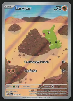 Larvitar 203/197 Illustration Rare Obsidian Flames Pokemon English NM - Image 1