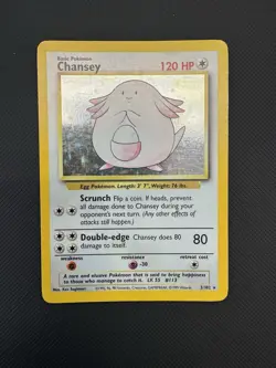 Wizards Pokemon TCG Chansey 003/102 Base Set Holo Rare Unlimited English 1999 - Image 1