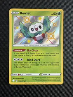 Rowlet SV001/SV122 Shiny Holo Rare - Pokemon Shining Fates: Shiny Vault NM - Image 1