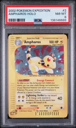 2002 Pokemon Expedition Set Ampharos Holo #2/165 PSA 8 NM-MT - Image 1