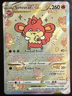 Pokemon Simisear VSTAR GG37/GG70 Crown Zenith Galarian Gallery Ultra Rare Holo - Image 1
