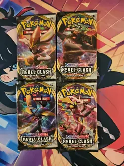 Pokemon (4) Sealed Packs Sword and Shield: Rebel Clash Complete Art Set - Image 1