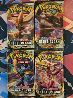 Pokemon (4) Sealed Packs Sword and Shield: Rebel Clash Complete Art Set - Image 2