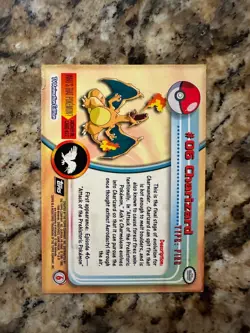 Topps Pokemon Charizard Card Non Holo #06 Black Logo 6/90 - Image 2
