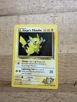 Lt Surge's Pikachu 81/132 Gym Heroes Pokemon Card LP - Image 1