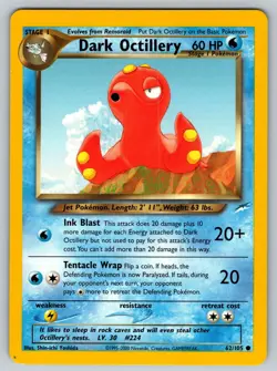 Dark Octillery 62/105 Common Neo Destiny Pokemon Unlimited Lightly Played - Image 1