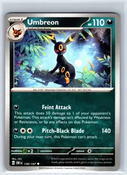 Umbreon 130/197 Uncommon Obsidian Flames Pokemon Near Mint - Image 1