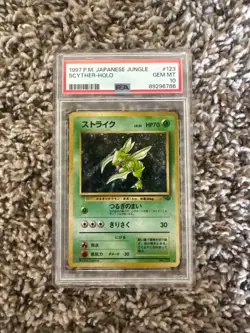 POKEMON SCYTHER PSA 10 JUNGLE JAPANESE HOLO SWIRL #123 1997 GEM MINT - Image 1