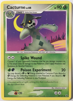 POKEMON CACTURNE LV.44 42/127 PLATINUM BASE SET UNCOMMON NEAR MINT - Image 1