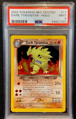 PSA 9 Dark Tyranitar Holo #11 Neo Destiny Pokemon 2002 Low Pop Swirl 🌀 - Image 1