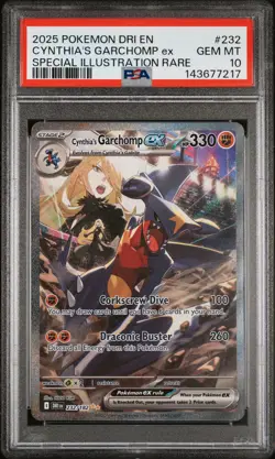 2025 POKEMON DRI EN-DESTINED RIVALS #232 CYNTHIA'S GARCHOMP EX PSA 10 - Image 1