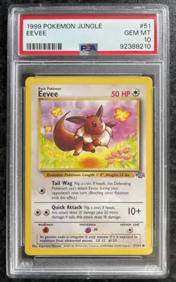 1999 Pokemon Jungle #51 Eevee PSA 10 GEM MINT - Image 1